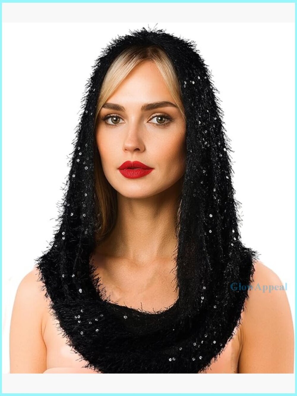 Soft Long-Pile Sequin Festival Hood Bandana Scarf Rave Party Accessory